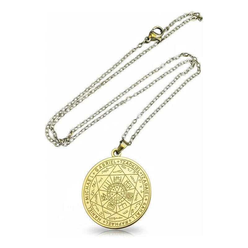 Collar Sello 7 Arcángeles Amuleto Protección Dorado Dorado by HEREJE
