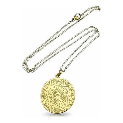 Collar Sello 7 Arcángeles Amuleto Protección Dorado Dorado by HEREJE