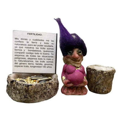 Troll Mini + Comedero + Semillas + Tarjeta Varios Modelos Fertilidad Mujer 4cm