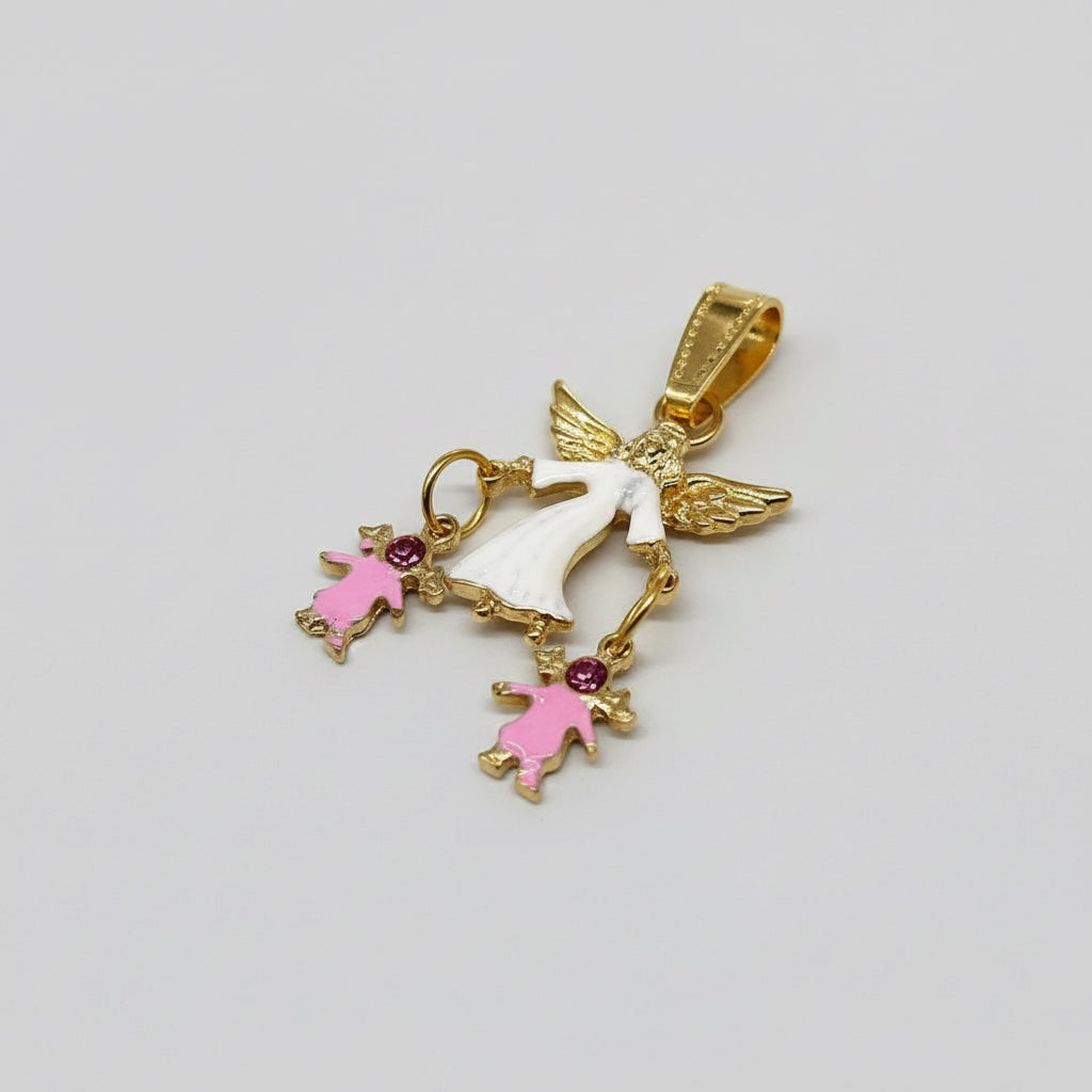 Dije Angel De La Guarda Colgante Baño En Oro Con Cristal 3cm by ARTICULOS ESOTERICOS LETY