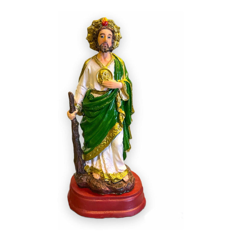 San Judas Tadeo Escultura D Resina Hecho A Mano 14.4x5x6.4cm Verde/blanco by HEREJE