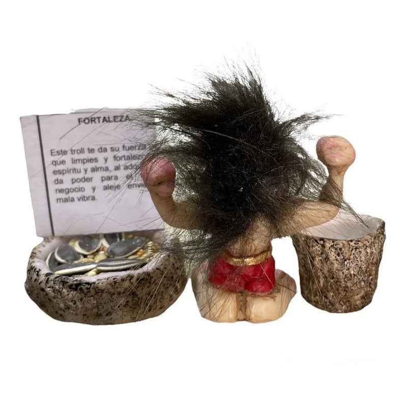 Troll Mini + Comedero + Semillas + Tarjeta Varios Modelos Fortaleza 6cm
