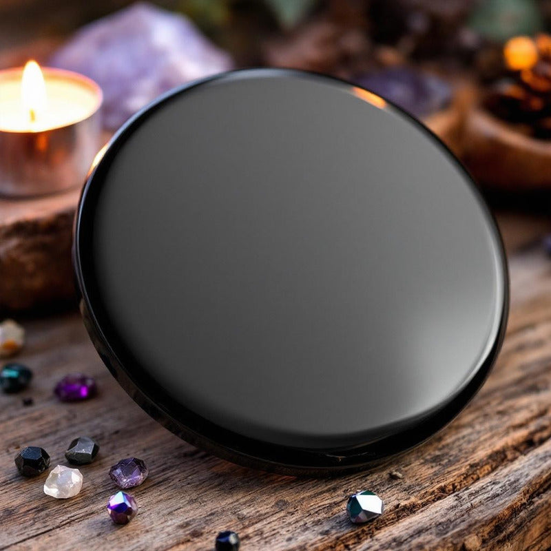 Espejo Redondo Hereje Obsidian Mirror 8cm Limpieza Espiritua S/n by HEREJE