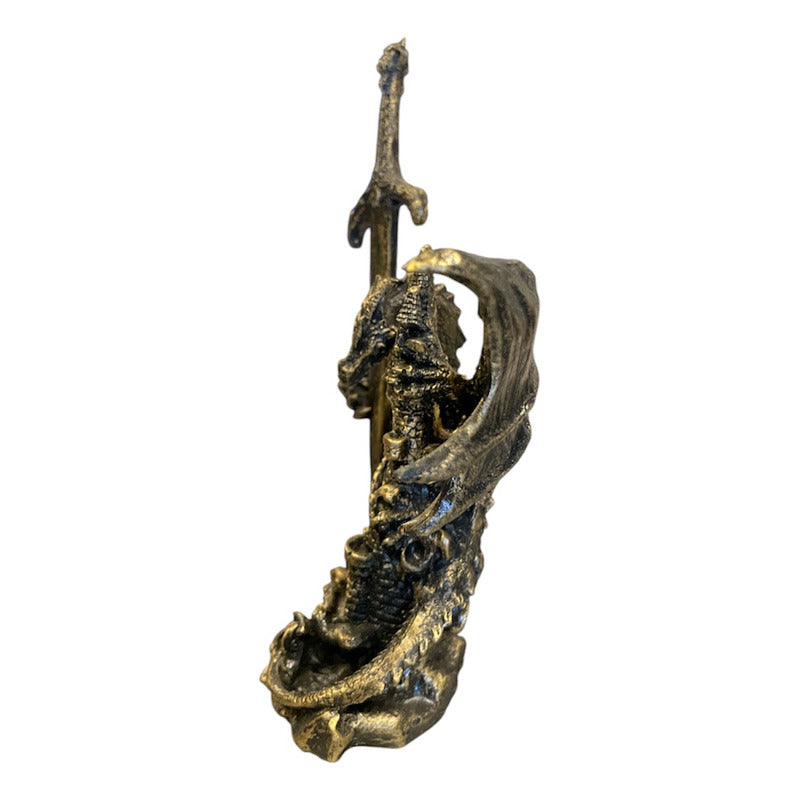 Dragon Dorado Figura Decorativa 12 Cm De Resina Mexicana by HEREJE
