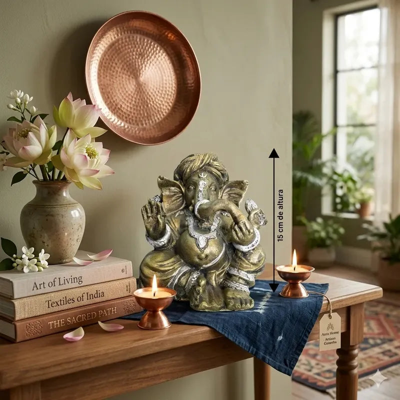 Ganesh Estatua De Resina De 15 Cm De Altura Plateado by HEREJE