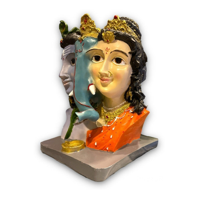 Ganesh Shiva Parvati Familia Sagrada Figura De Resina 21.5cm by HEREJE