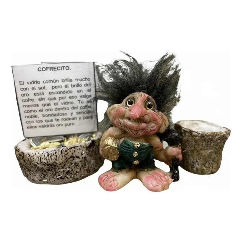 Troll Mini + Comedero + Semillas + Tarjeta Varios Modelos Cofrecito 5cm by HEREJE