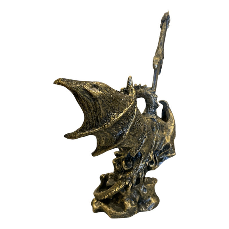 Dragon Dorado Figura Decorativa 12 Cm De Resina Mexicana by HEREJE