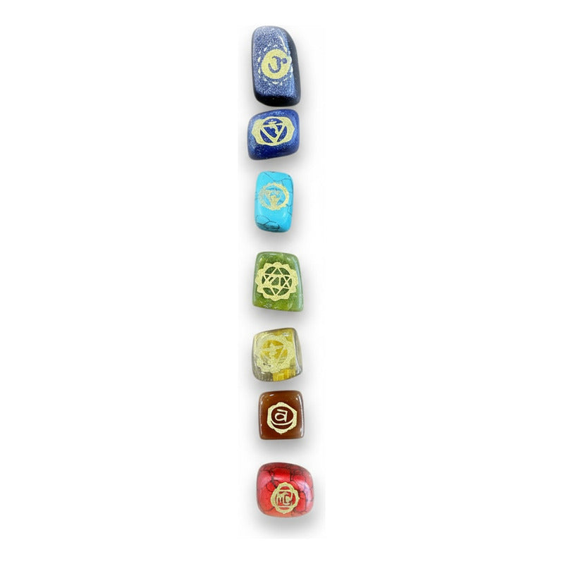 Piedras De Los 7 Chakras (chakras) Juego En Cuarzo Grabado by HEREJE