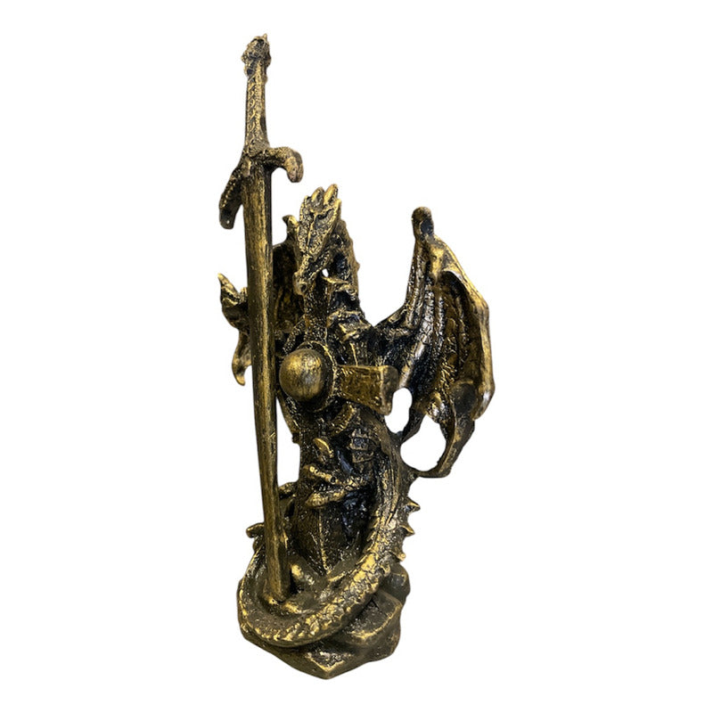 Dragon Dorado Figura Decorativa 12 Cm De Resina Mexicana by HEREJE