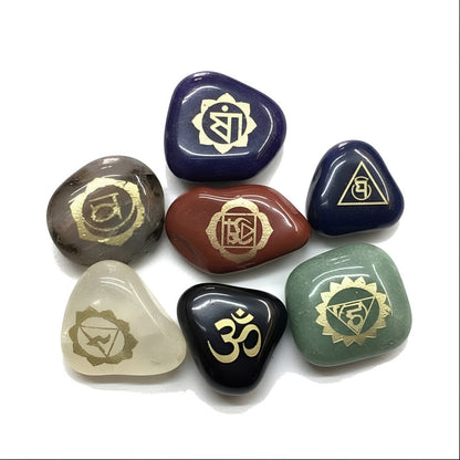 Piedras De Los 7 Chakras (chakras) Juego En Cuarzo Grabado by HEREJE