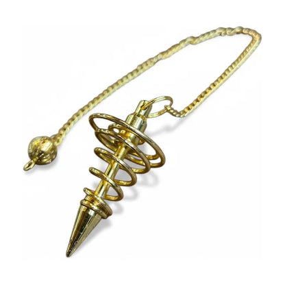 Pendulo Testigo Laton Varios Modelos Radiestesia Reiki Espiral Dorado by HEREJE