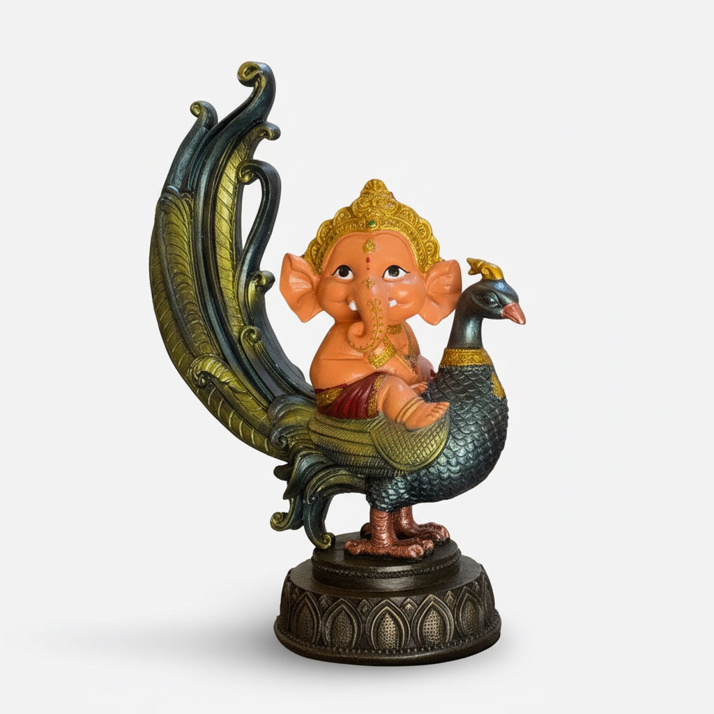 Ganesh Pavo Real Figura Resina Prosperidad 24cm 3 Colores by ARTICULOS ESOTERICOS LETY
