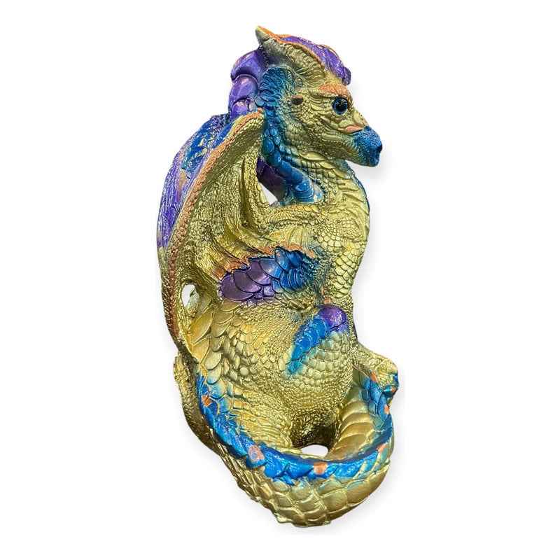 Dragon De 21 Cm De Altura Estatua De Resina Dorado