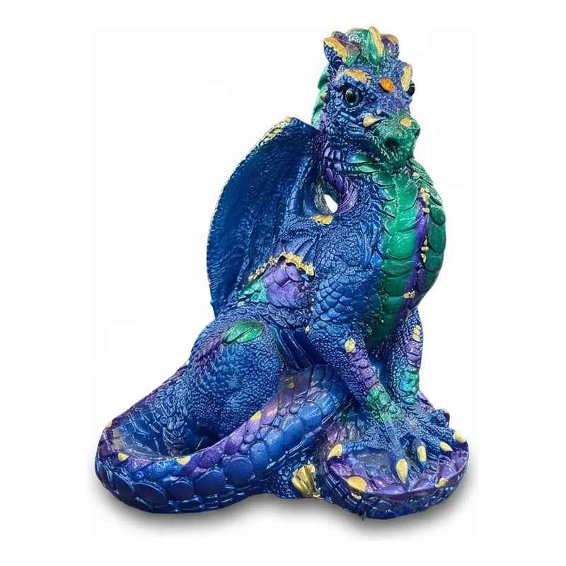 Dragon De 21 Cm De Altura Estatua De Resina Azul