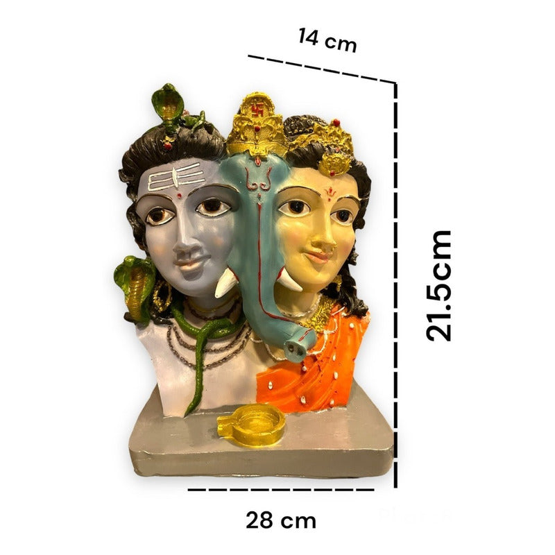 Ganesh Shiva Parvati Familia Sagrada Figura De Resina 21.5cm by HEREJE