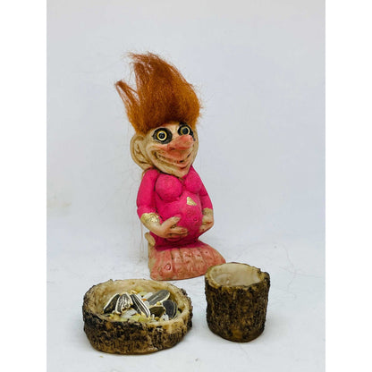 Troll Fertilidad + Comedero 9 Cm Figura De Resina Nacional. Rosa by HEREJE