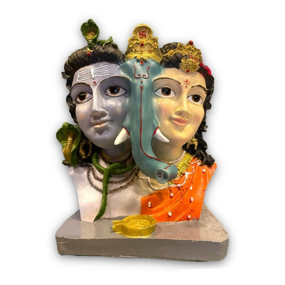 Ganesh Shiva Parvati Familia Sagrada Figura De Resina 21.5cm by HEREJE