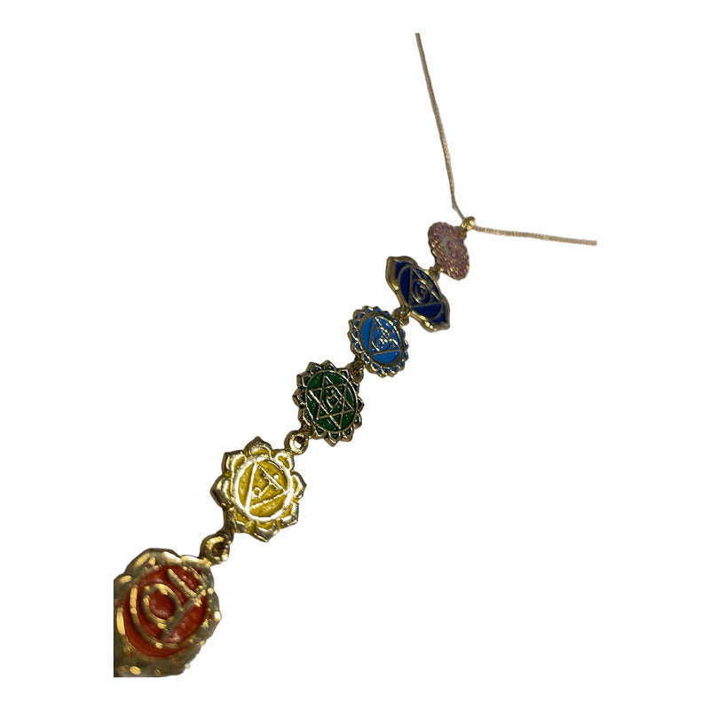 Dijes De Los 7 Chakras Con Cadena De Chapa De Oro Blanco by HEREJE