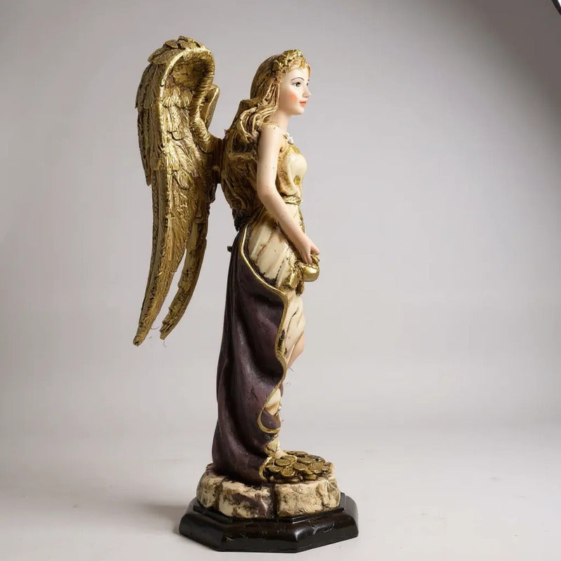 Angel De La Abundancia, Abundia Figura De Resina 30x12x10 Cm Dorado by HEREJE