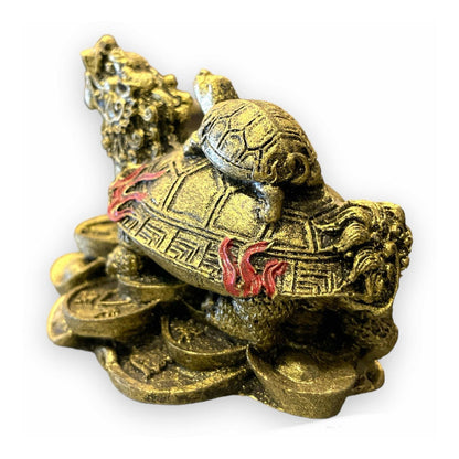 Tortuga Dragón Resina Guardián De La Riqueza Nacional 4cm Dorado by HEREJE