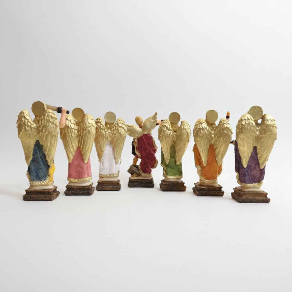 Juego 7 Arcangeles Figura Resina San Miguel, Jofiel, Chamue 7 Colores