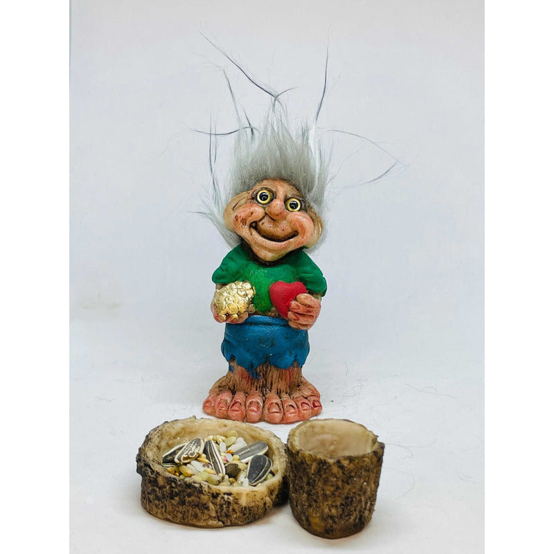 Troll Dinero Y Amor + Comedero 9 Cm Alto En Resina Nacional by HEREJE
