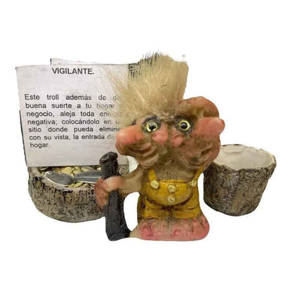Troll Mini + Comedero + Semillas + Tarjeta Varios Modelos Vigilante 6cm
