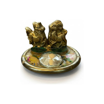 Caballo Año Chino En Argolla Y Cabra 3cm Alt 4.5cm Diametro Dorado by HEREJE