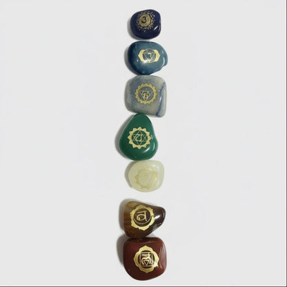 Piedras De Los 7 Chakras (chakras) Juego En Cuarzo Grabado by HEREJE