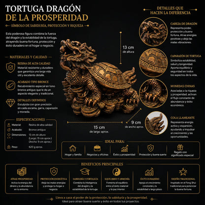 Figura Tortuga Dragón Feng Shui Abundancia 13cm Cobre by HEREJE
