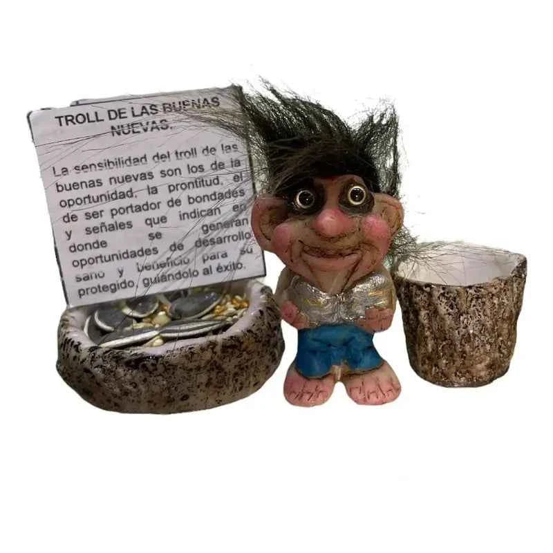 Troll Mini + Comedero + Semillas + Tarjeta Varios Modelos Buenas Nuevas 5.5cm