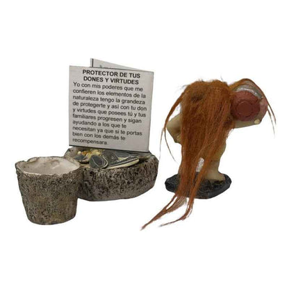Troll Mini + Comedero + Semillas + Tarjeta Varios Modelos Protector De Tus Dones Y Virtudes 6cm