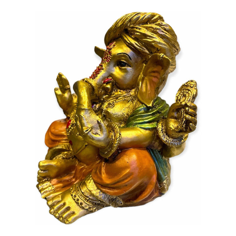 Ganesh Turbante Escultura D Resina Hecho A Mano 15.5x17x13cm by HEREJE