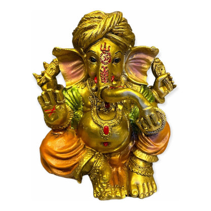 Ganesh Turbante Escultura D Resina Hecho A Mano 15.5x17x13cm by HEREJE