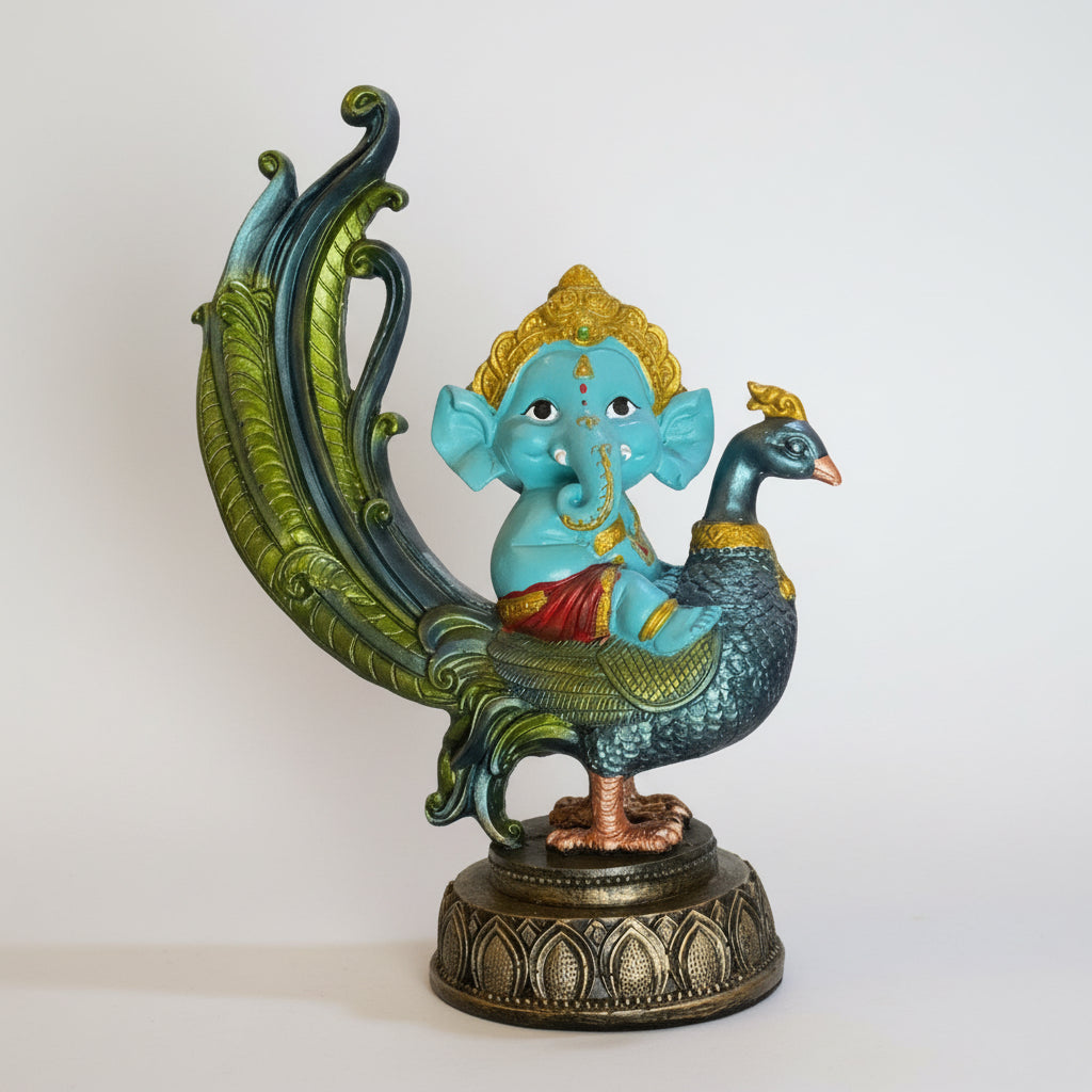 Ganesh Pavo Real Figura Resina Prosperidad 24cm 3 Colores by ARTICULOS ESOTERICOS LETY