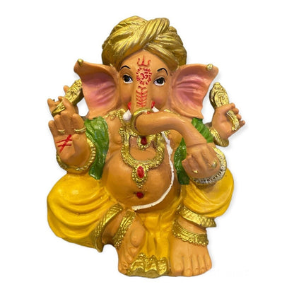 Ganesh Turbante Escultura D Resina Hecho A Mano 15.5x17x13cm by HEREJE