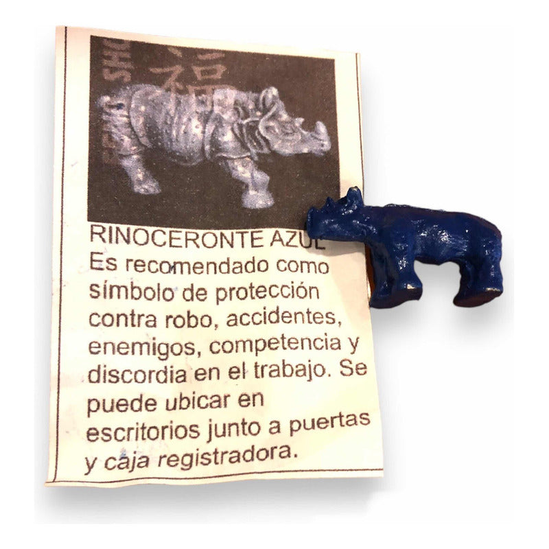 Rinoceronte Azul De Metal Mini Amuleto De Feng Shui by HEREJE