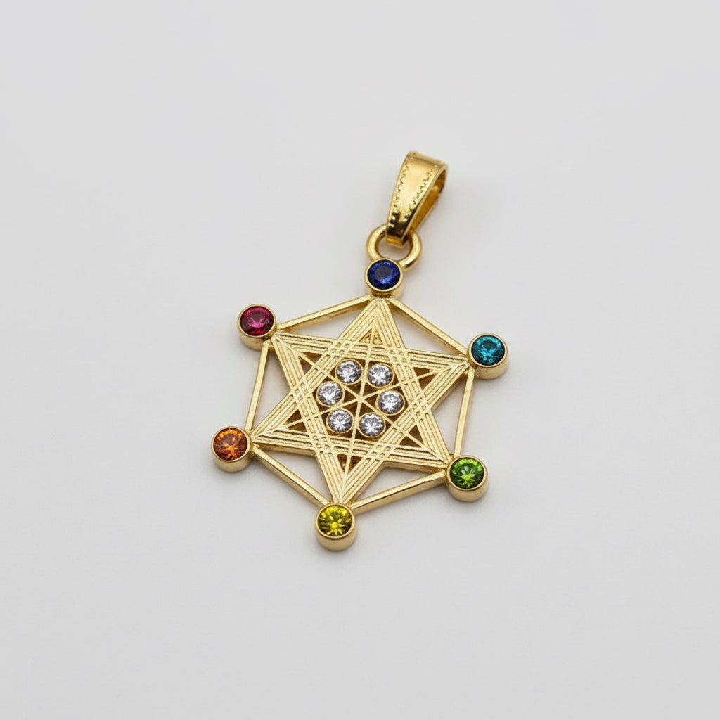 Metatron Dije Baño De Oro Sin Cadena Con Cristal by HEREJE