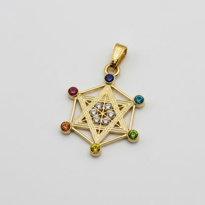 Metatron Dije Baño De Oro Sin Cadena Con Cristal by HEREJE