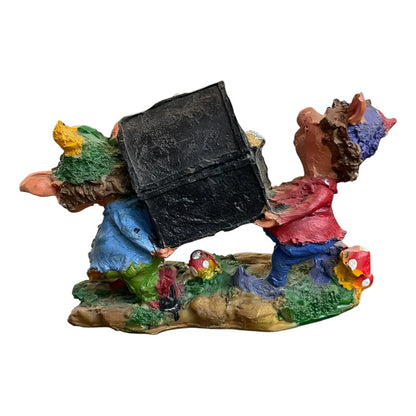 Figura Duendes Con Cofre Del Tesoro De La Abundancia Rojo by HEREJE