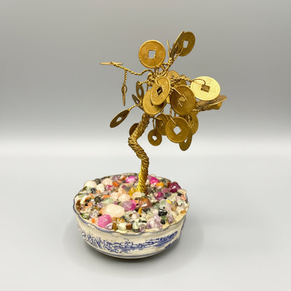 Arbol Monedas Cuarzo Bañado En Oro 15cm Nacional by HEREJE