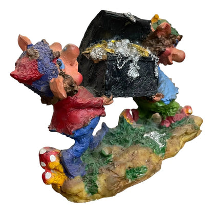 Figura Duendes Con Cofre Del Tesoro De La Abundancia Rojo by HEREJE