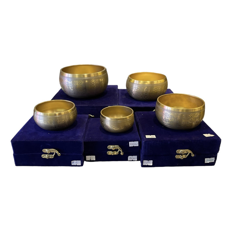 Cuenco Tibetano Lety Juego 5 Caja Dorado 7 Metales. by HEREJE