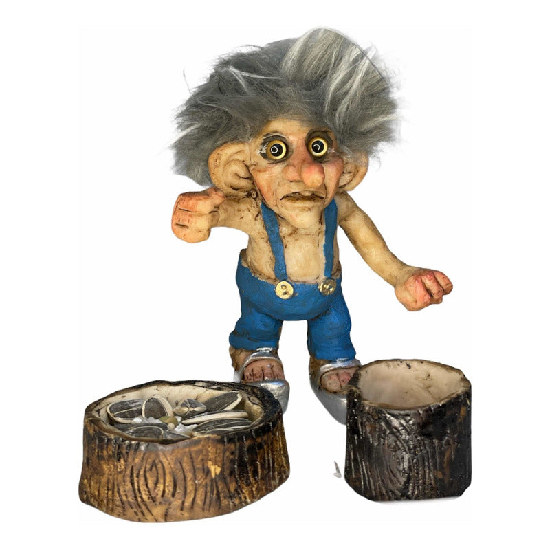 Troll Triunfo + Comedero 12 Cm Figura De Resina Azul by HEREJE