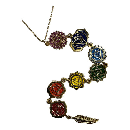 Dijes De Los 7 Chakras Con Cadena De Chapa De Oro Blanco by HEREJE