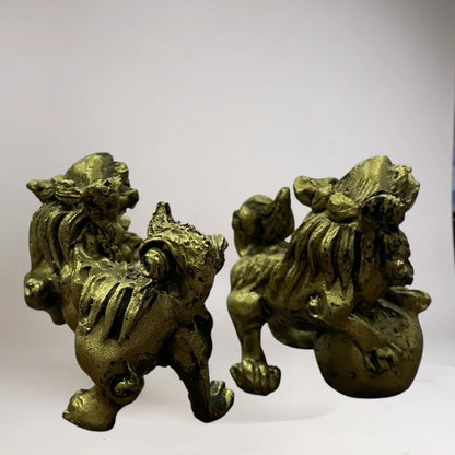 Figura De Resina De Los Perros Fu Protección Para Feng Shui Dorado by HEREJE