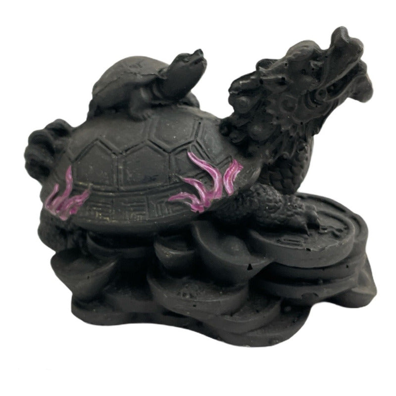 Tortuga Dragon Negra Feng Shui Cura Pequeña 6 Cm Alto Negro by HEREJE