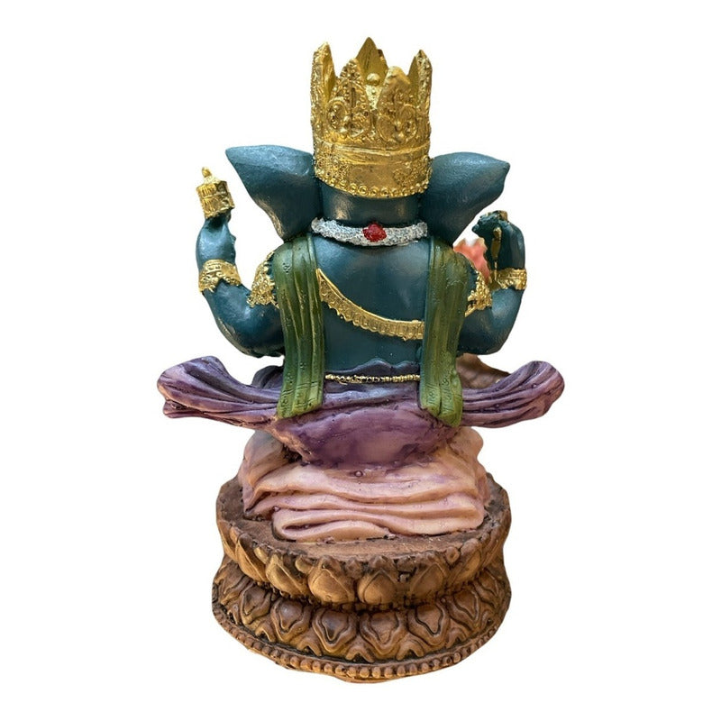 Ganesh Corona Flor De Listo Resina Nacional 16 Cm by HEREJE