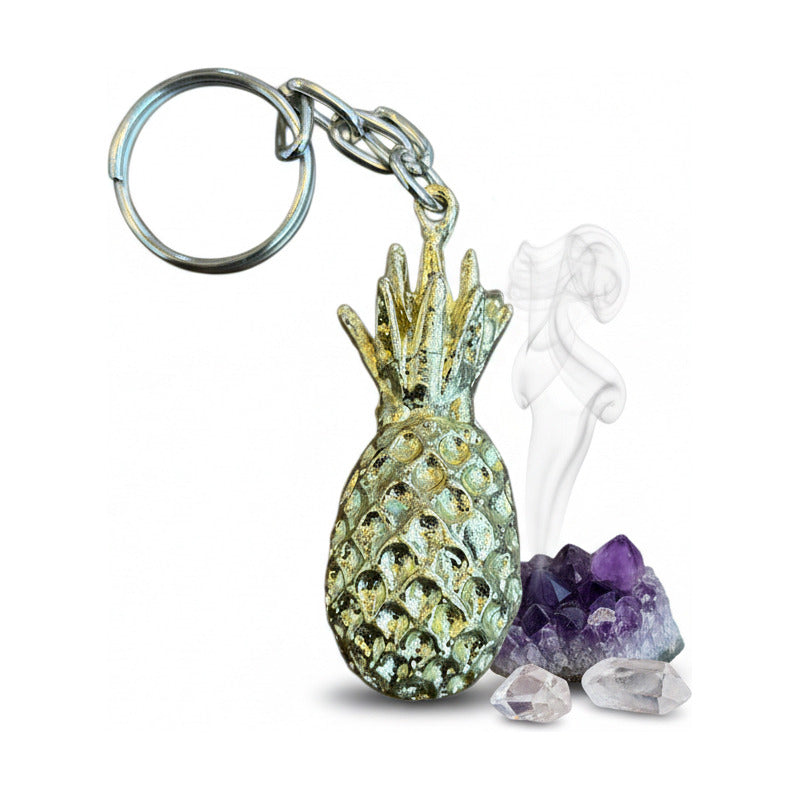 Piña Dorada Llavero De Metal Para El Feng Shui De 4 Cm Alto Dorado by HEREJE